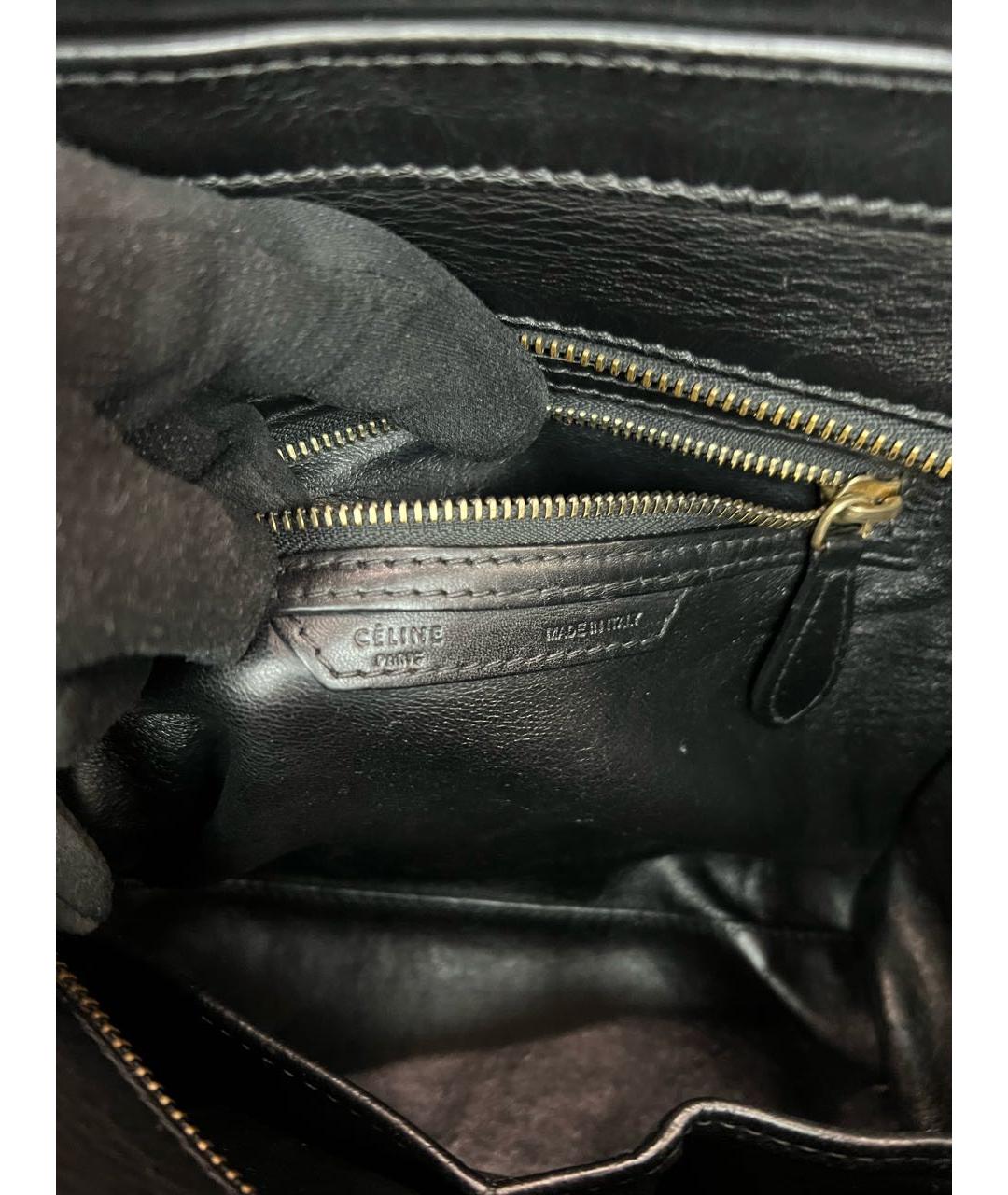 CELINE PRE-OWNED Черная кожаная сумка с короткими ручками, фото 7
