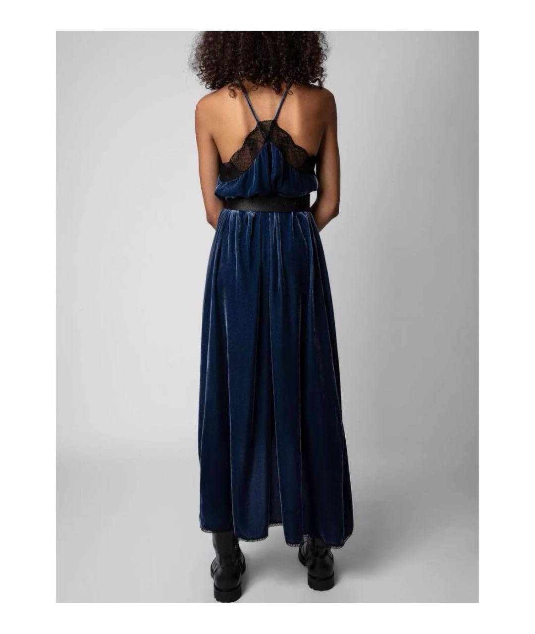 ZADIG & VOLTAIRE Темно-синее бархатное коктейльное платье, фото 6