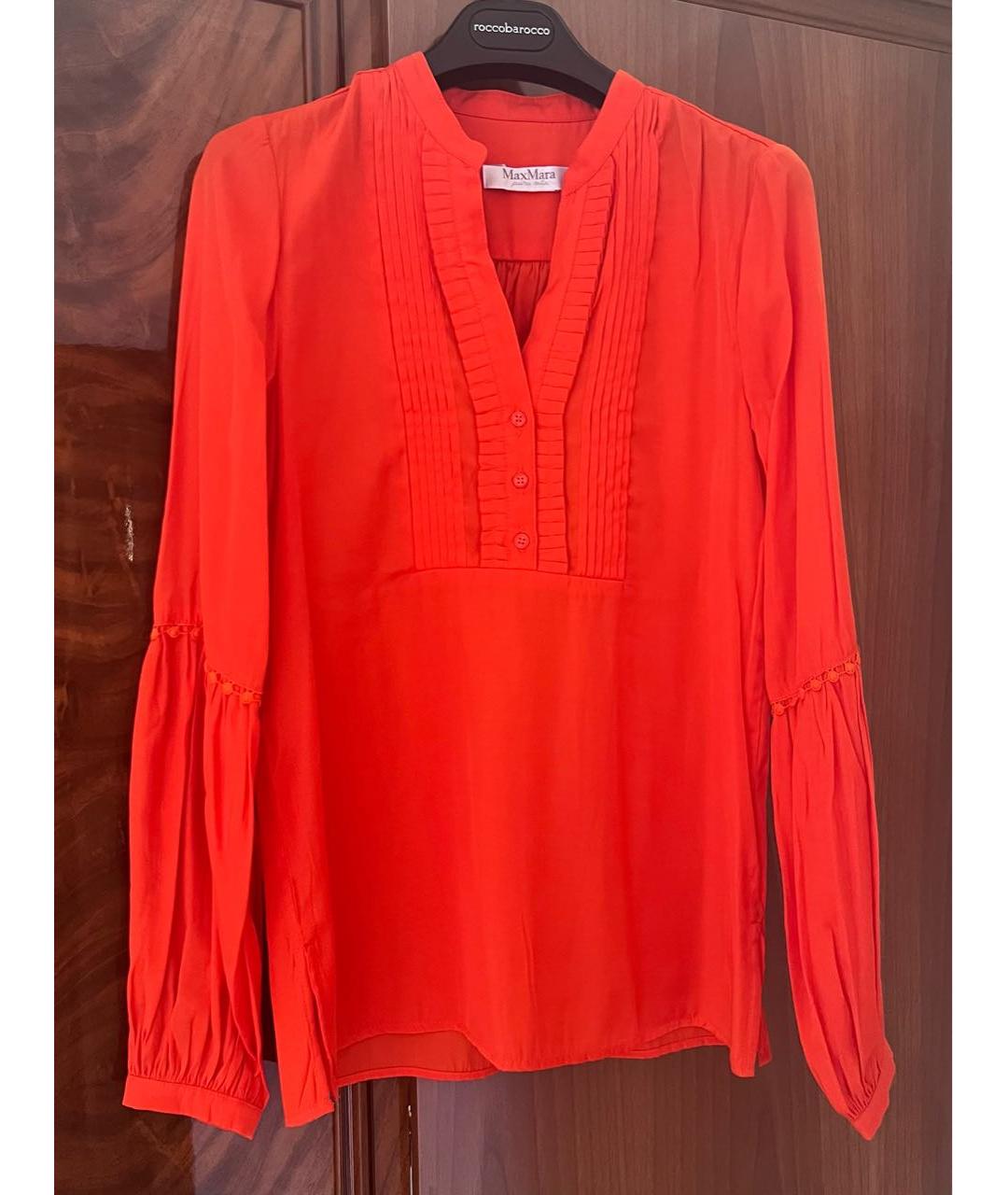 MAX MARA Оранжевая шелковая блузы, фото 4