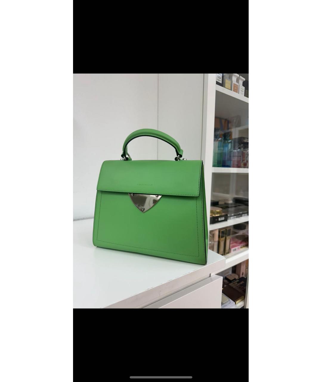 COCCINELLE Зеленая кожаная сумка тоут, фото 2