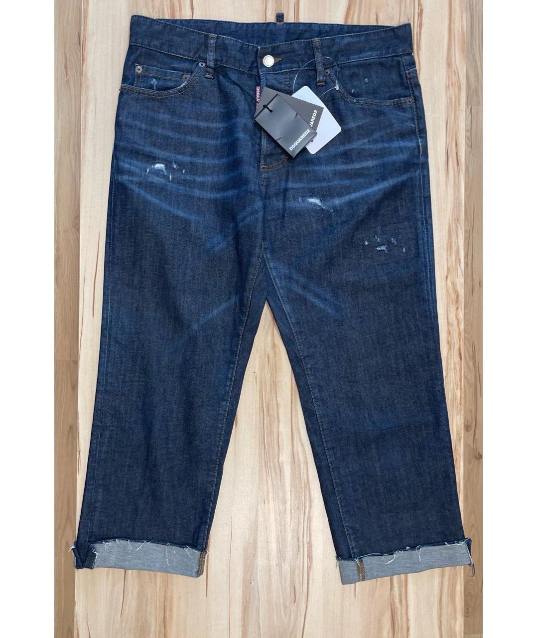 DSQUARED2 Темно-синие хлопко-эластановые прямые джинсы, фото 9