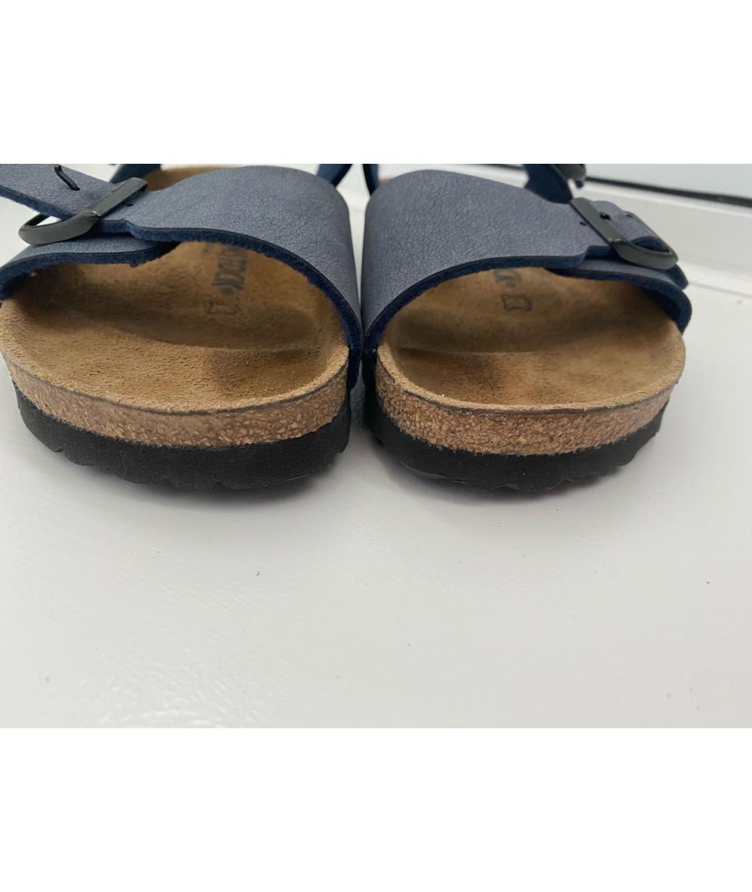 BIRKENSTOCK Синие кожаные сандалии и шлепанцы, фото 4