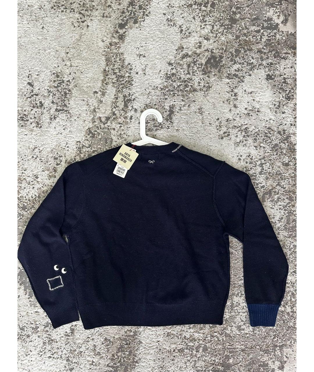 ANYA HINDMARCH Темно-синий шерстяной джемпер / свитер, фото 2
