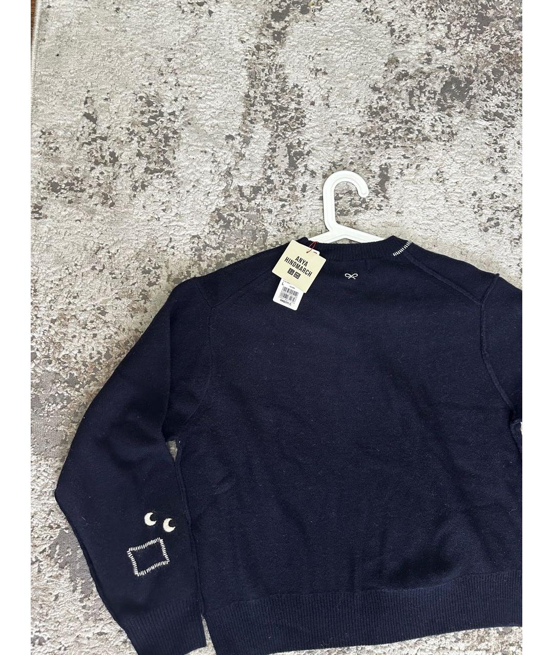 ANYA HINDMARCH Темно-синий шерстяной джемпер / свитер, фото 3