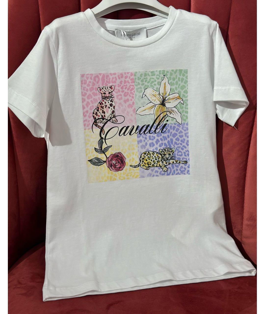 ROBERTO CAVALLI JUNIOR Белый хлопковый детская футболка / топ, фото 2