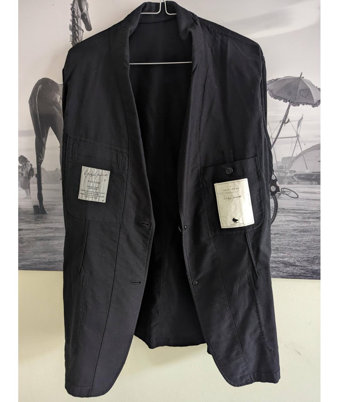 YOHJI YAMAMOTO Черный хлопковый пиджак, фото 5
