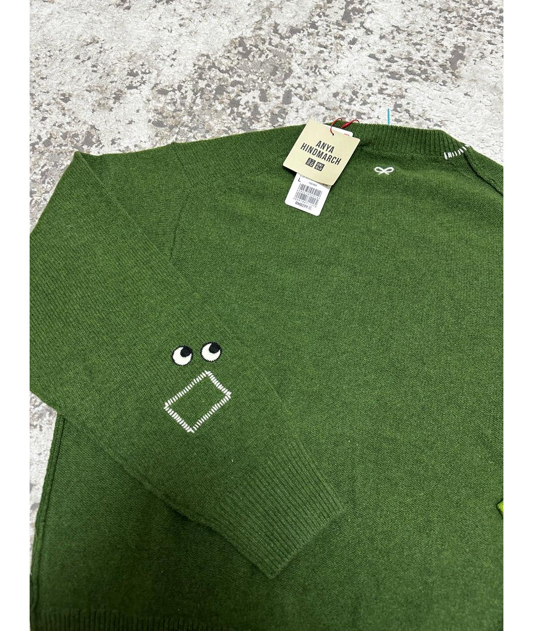 ANYA HINDMARCH Зеленый шерстяной джемпер / свитер, фото 4