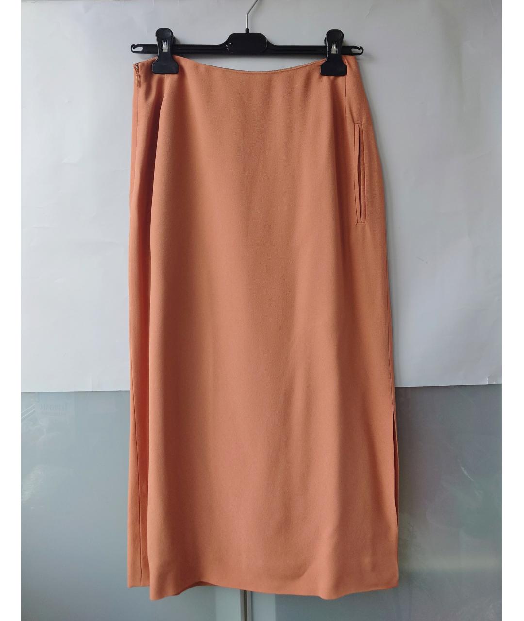 DRIES VAN NOTEN Оранжевая вискозная юбка миди, фото 6