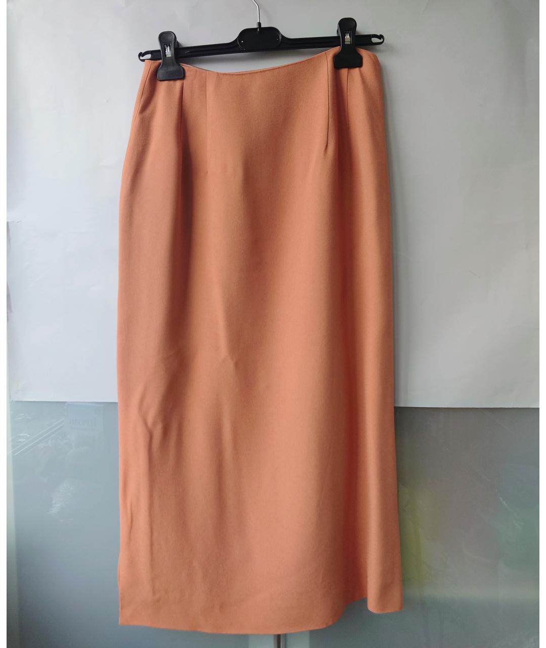 DRIES VAN NOTEN Оранжевая вискозная юбка миди, фото 2