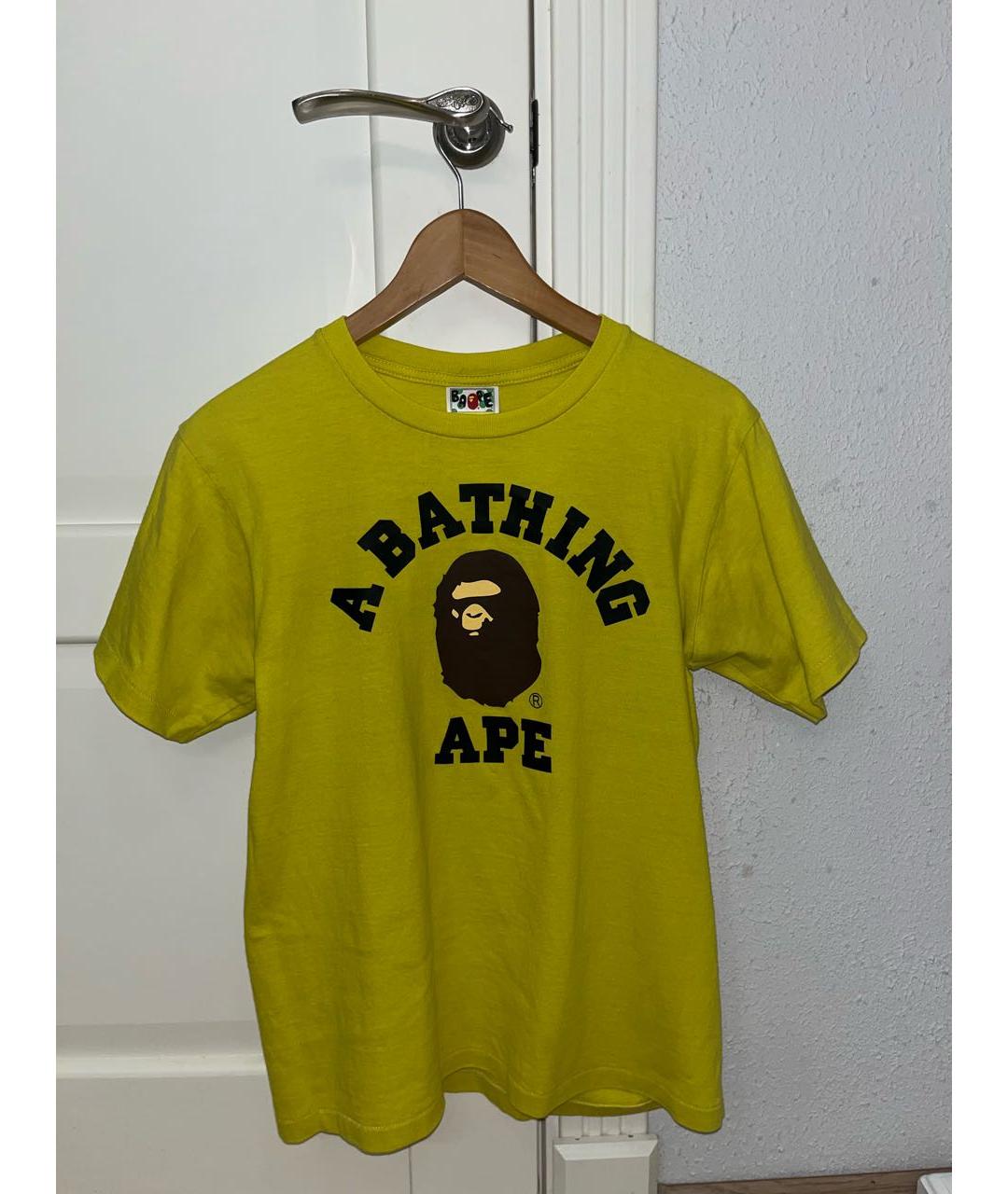 A BATHING APE Горчичная хлопковая футболка, фото 8