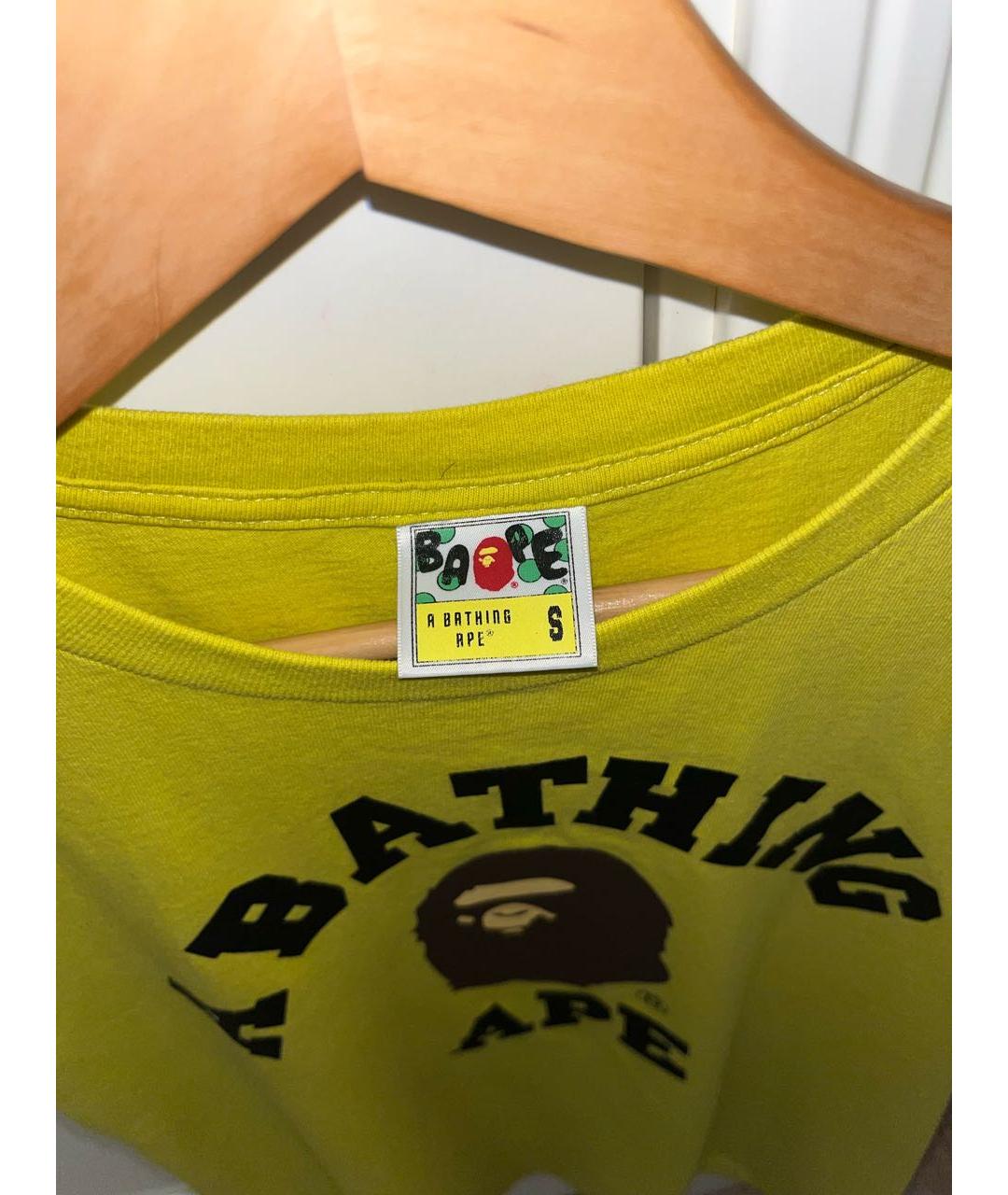 A BATHING APE Горчичная хлопковая футболка, фото 3