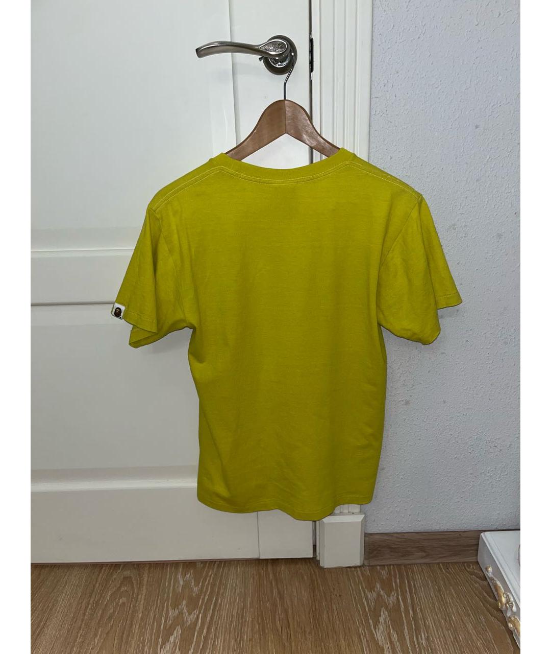 A BATHING APE Горчичная хлопковая футболка, фото 2