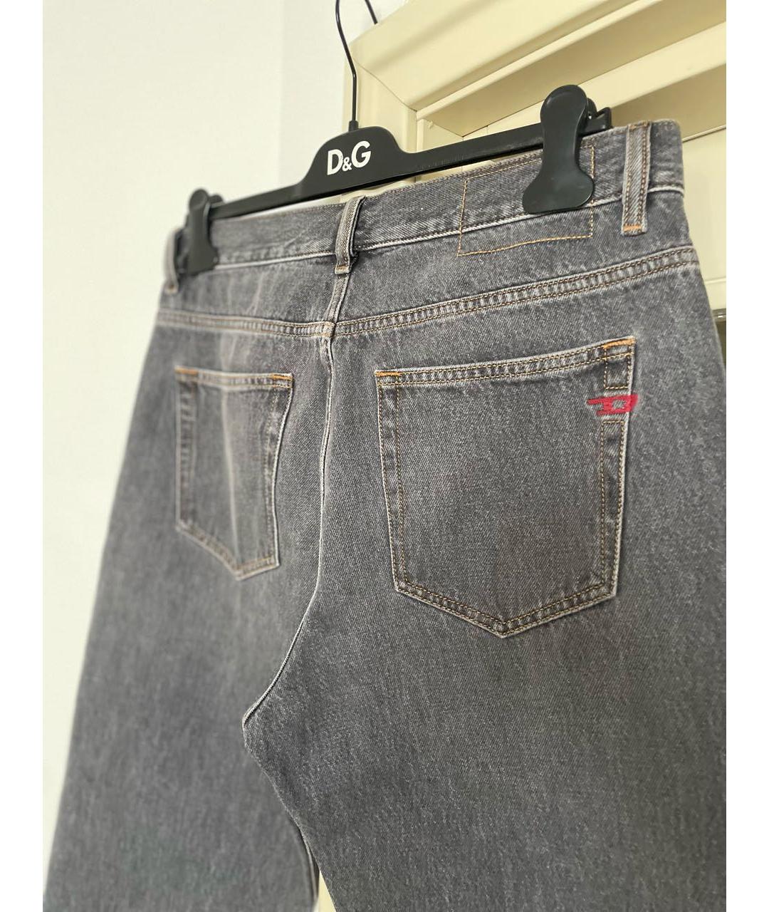 DIESEL Антрацитовые хлопковые прямые джинсы, фото 3