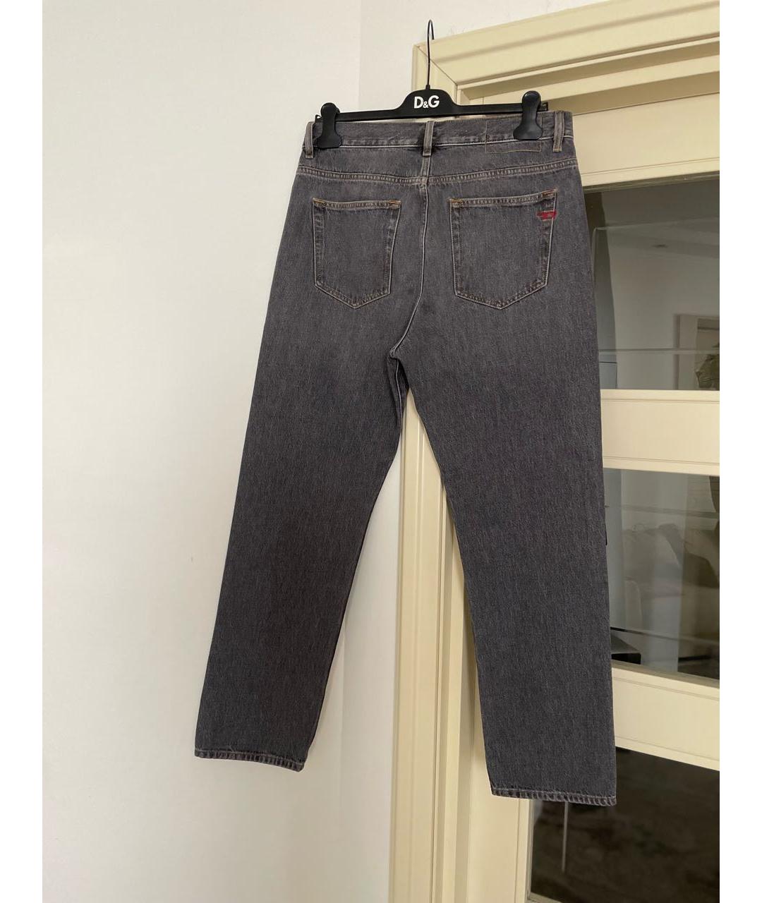 DIESEL Антрацитовые хлопковые прямые джинсы, фото 2
