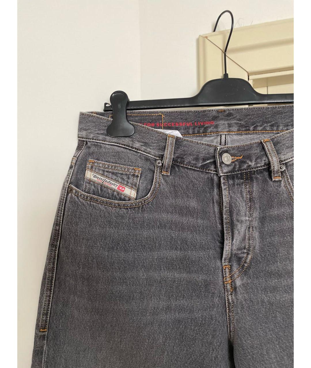 DIESEL Антрацитовые хлопковые прямые джинсы, фото 4