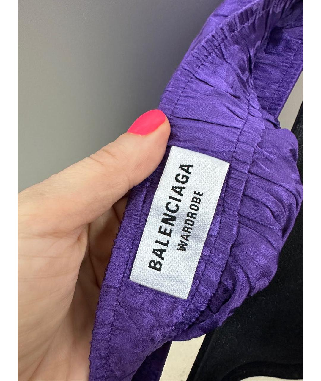 BALENCIAGA Фиолетовые шелковые шорты, фото 3