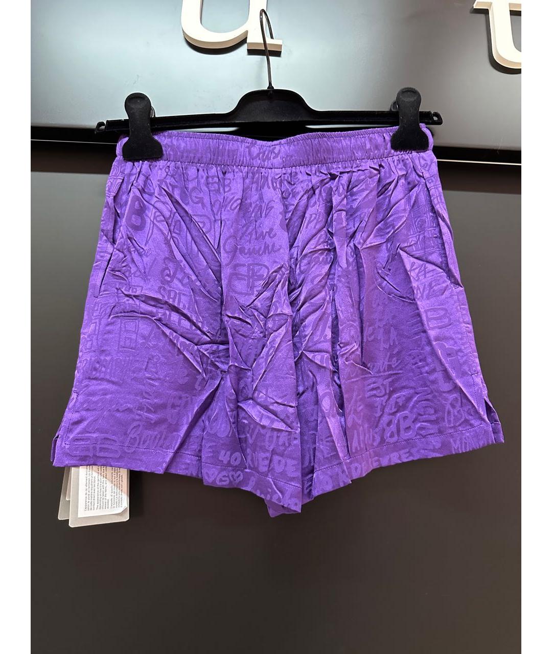 BALENCIAGA Фиолетовые шелковые шорты, фото 2
