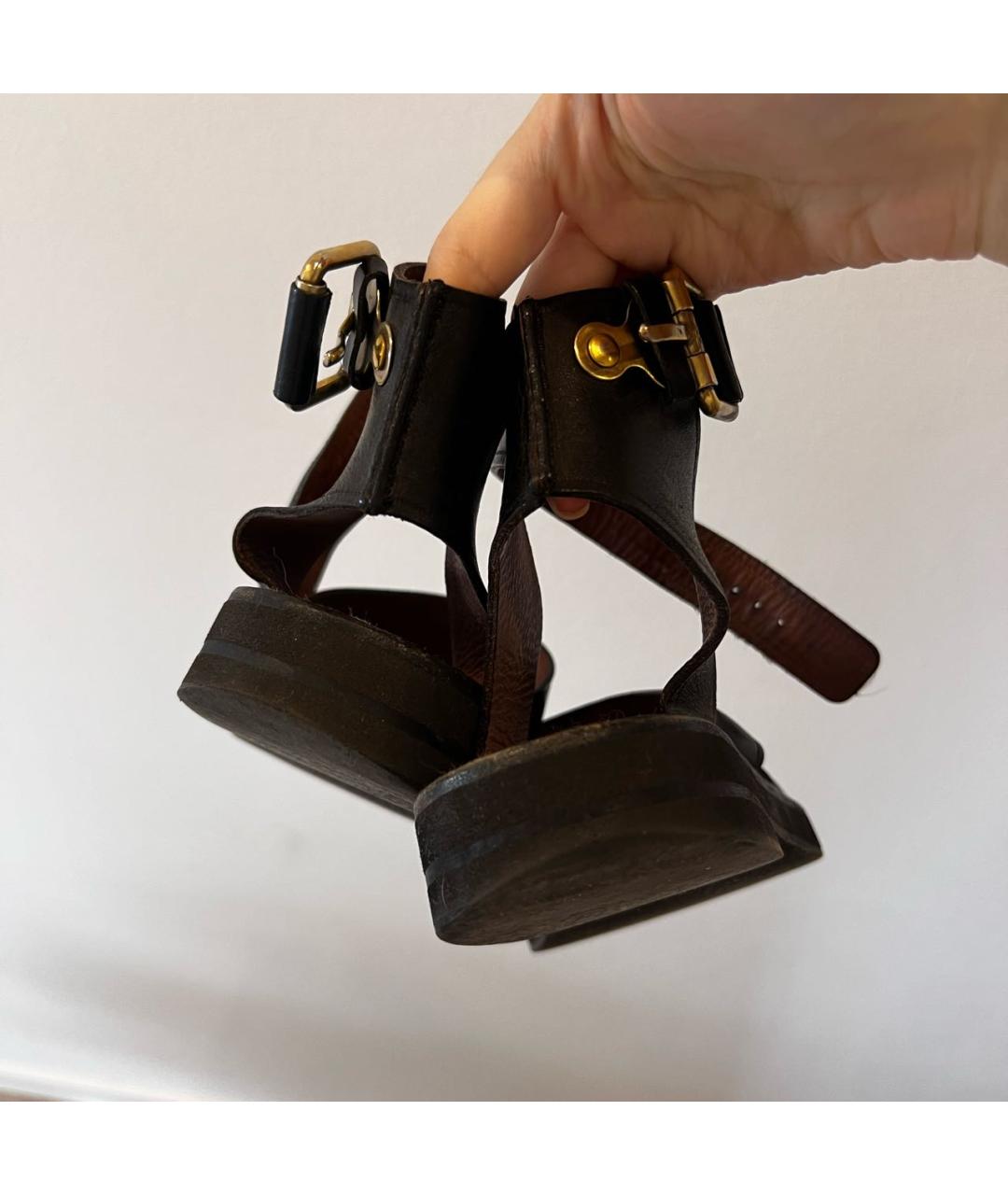 CELINE PRE-OWNED Коричневые кожаные сандалии, фото 4