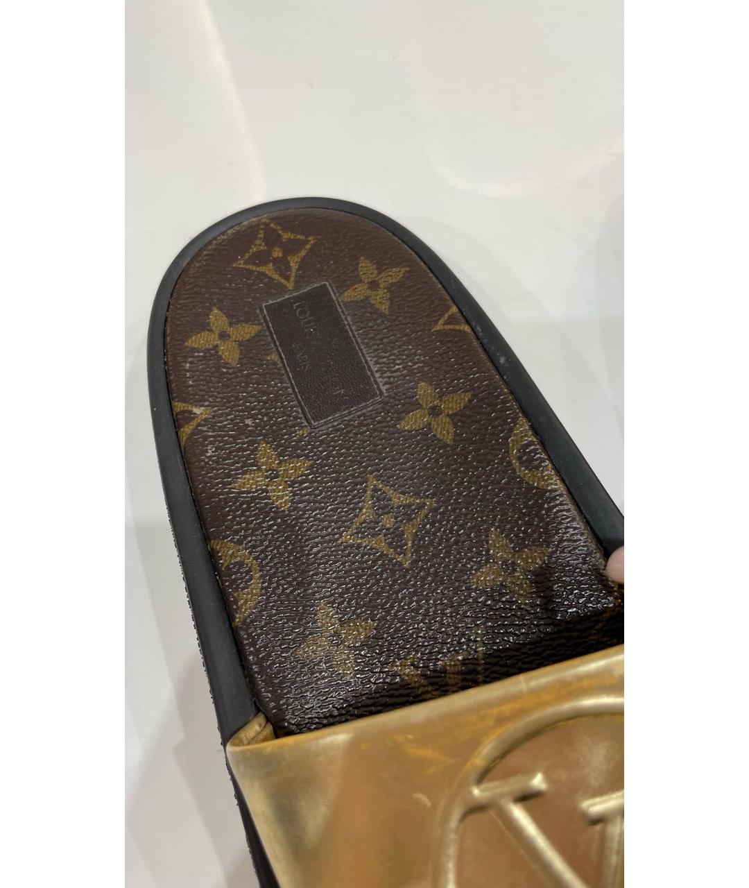 LOUIS VUITTON PRE-OWNED Золотые шлепанцы, фото 6