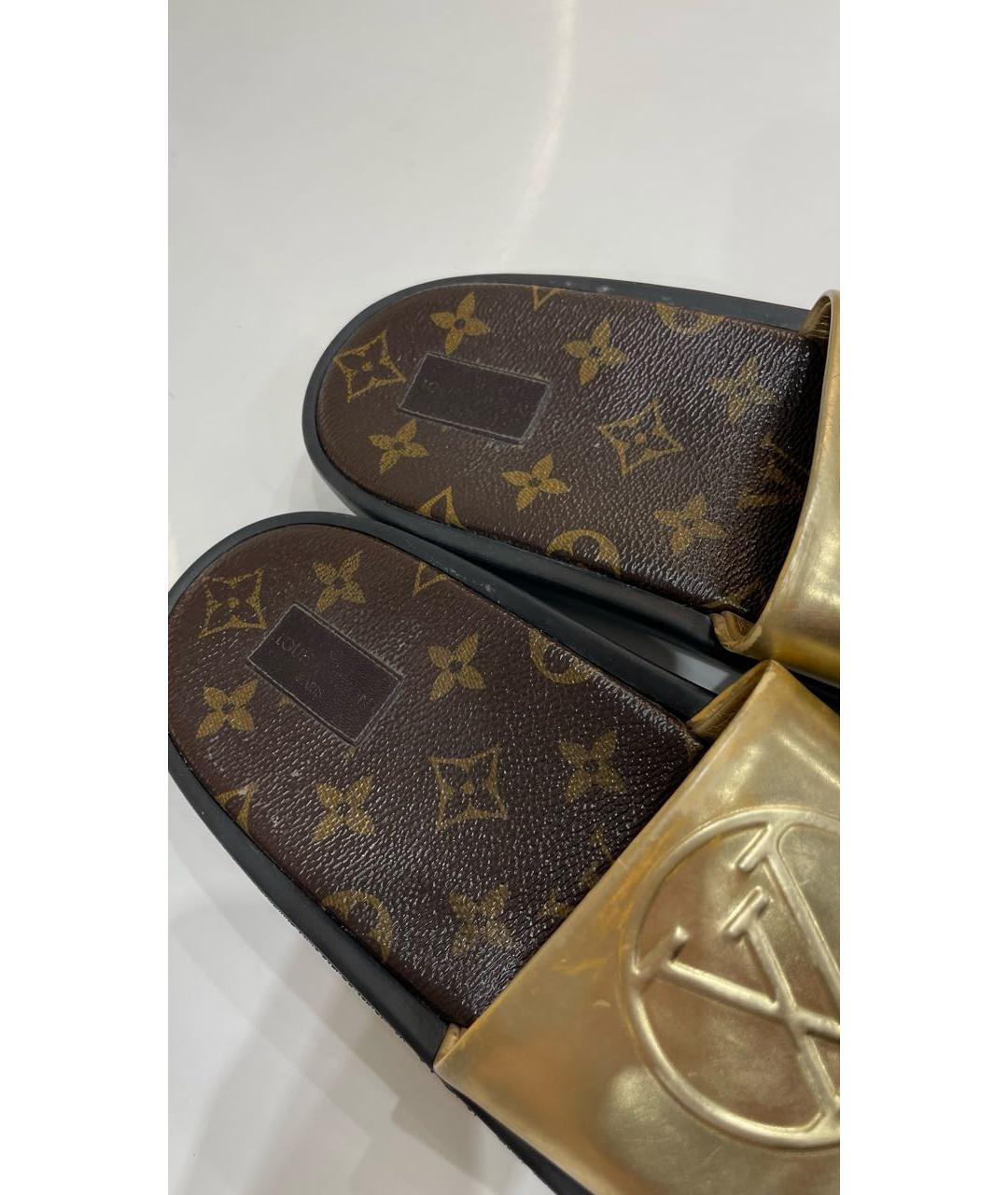 LOUIS VUITTON PRE-OWNED Золотые шлепанцы, фото 7