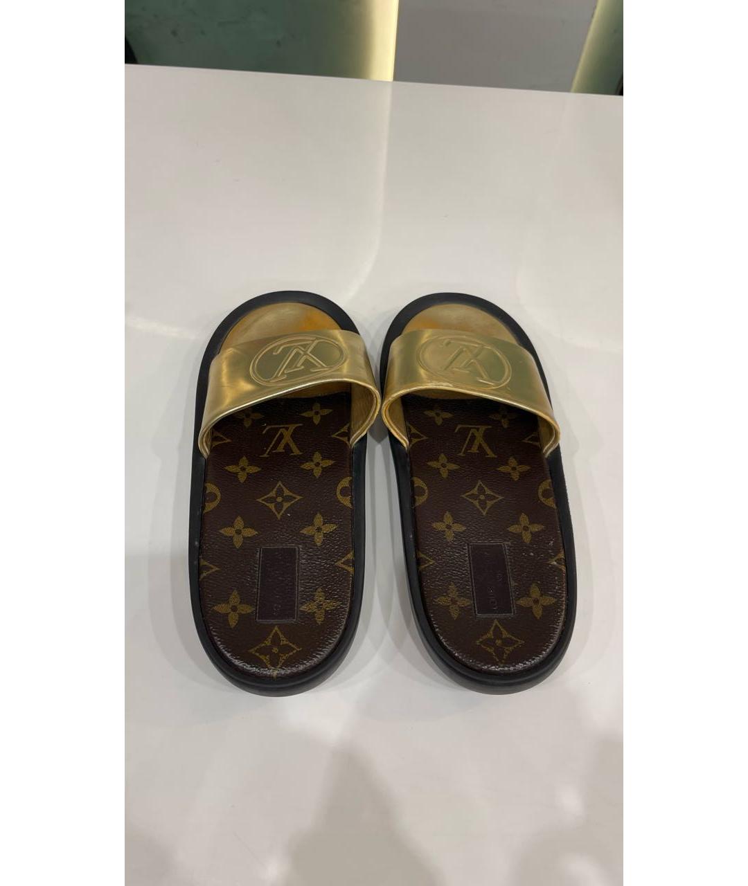 LOUIS VUITTON PRE-OWNED Золотые шлепанцы, фото 4