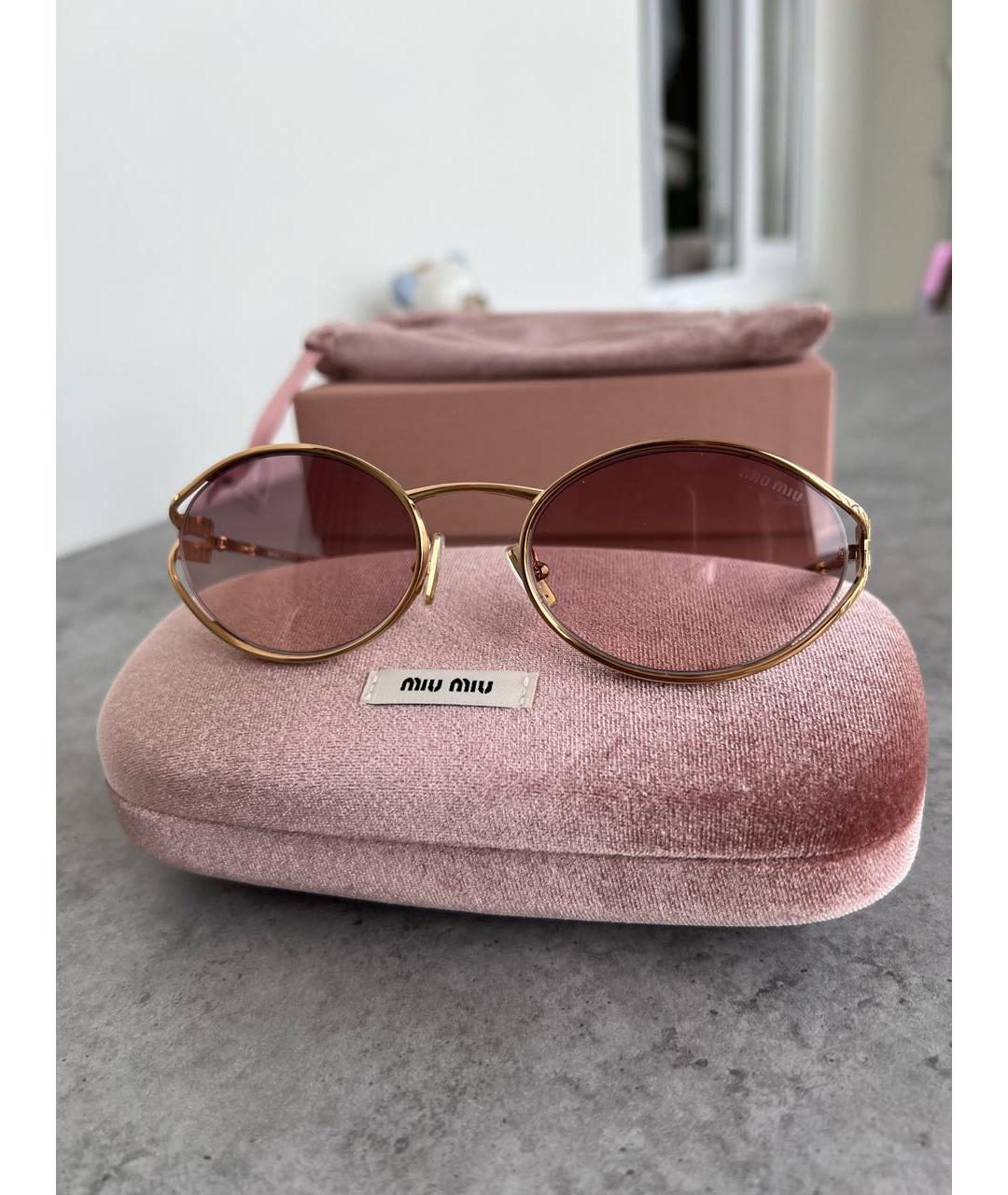 MIU MIU Розовые металлические солнцезащитные очки, фото 5