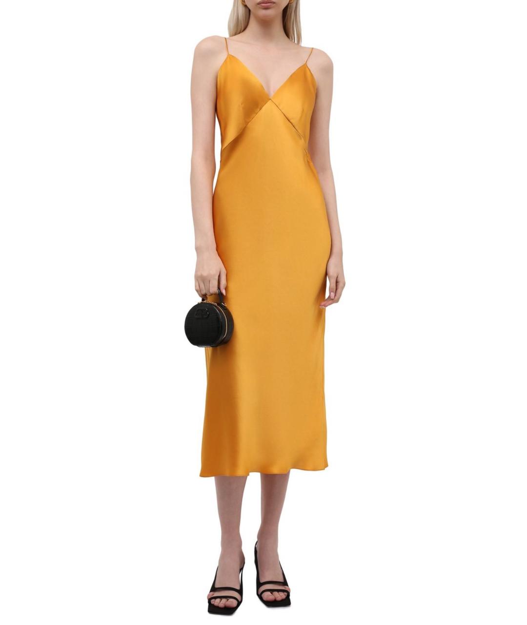 OLIVIA VON HALLE Оранжевое шелковое коктейльное платье, фото 4