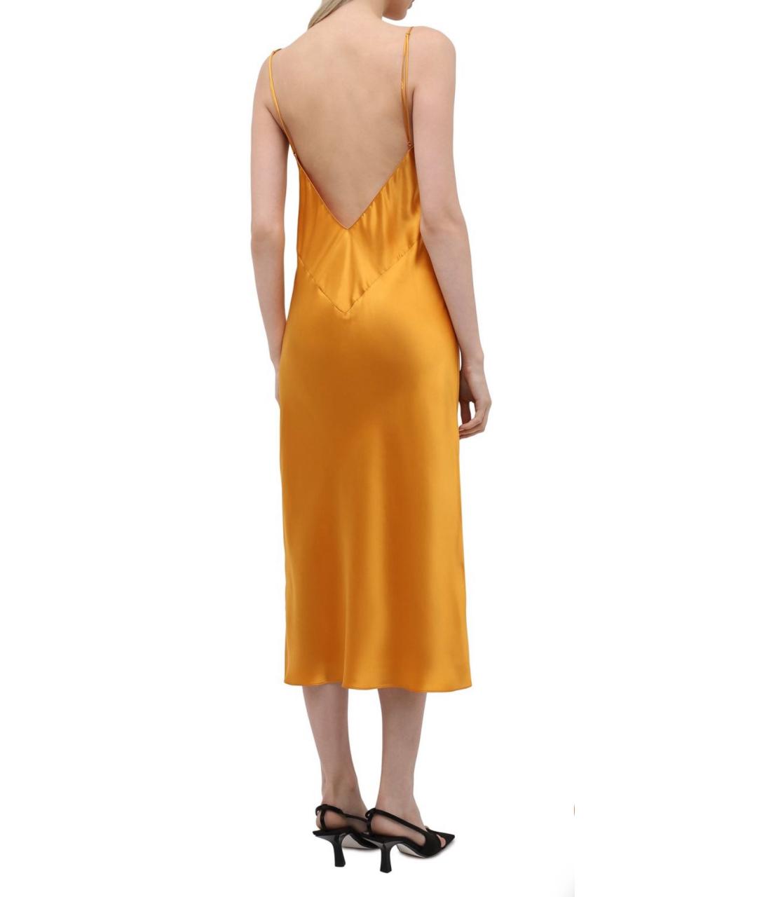 OLIVIA VON HALLE Оранжевое шелковое коктейльное платье, фото 5