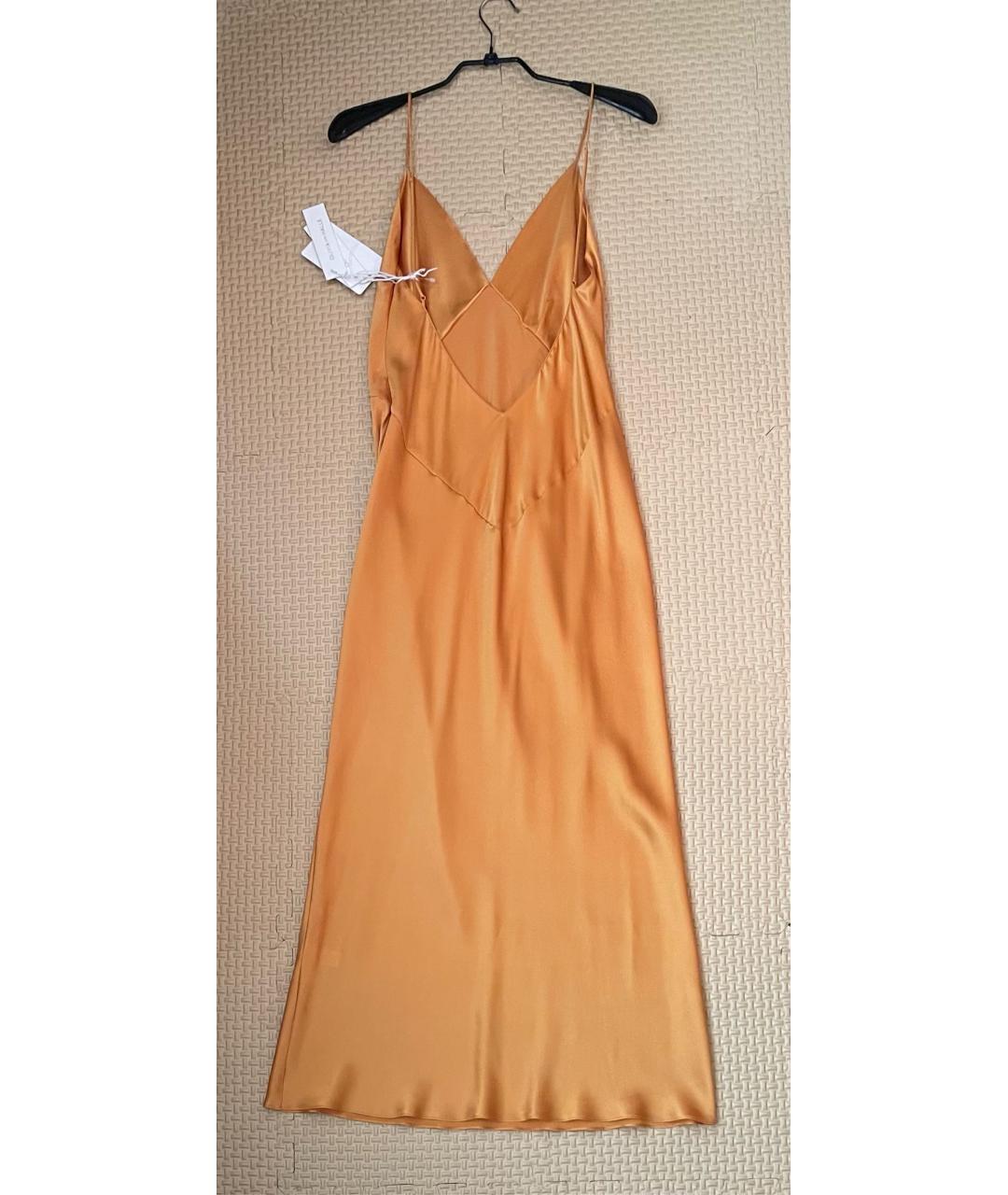 OLIVIA VON HALLE Оранжевое шелковое коктейльное платье, фото 3