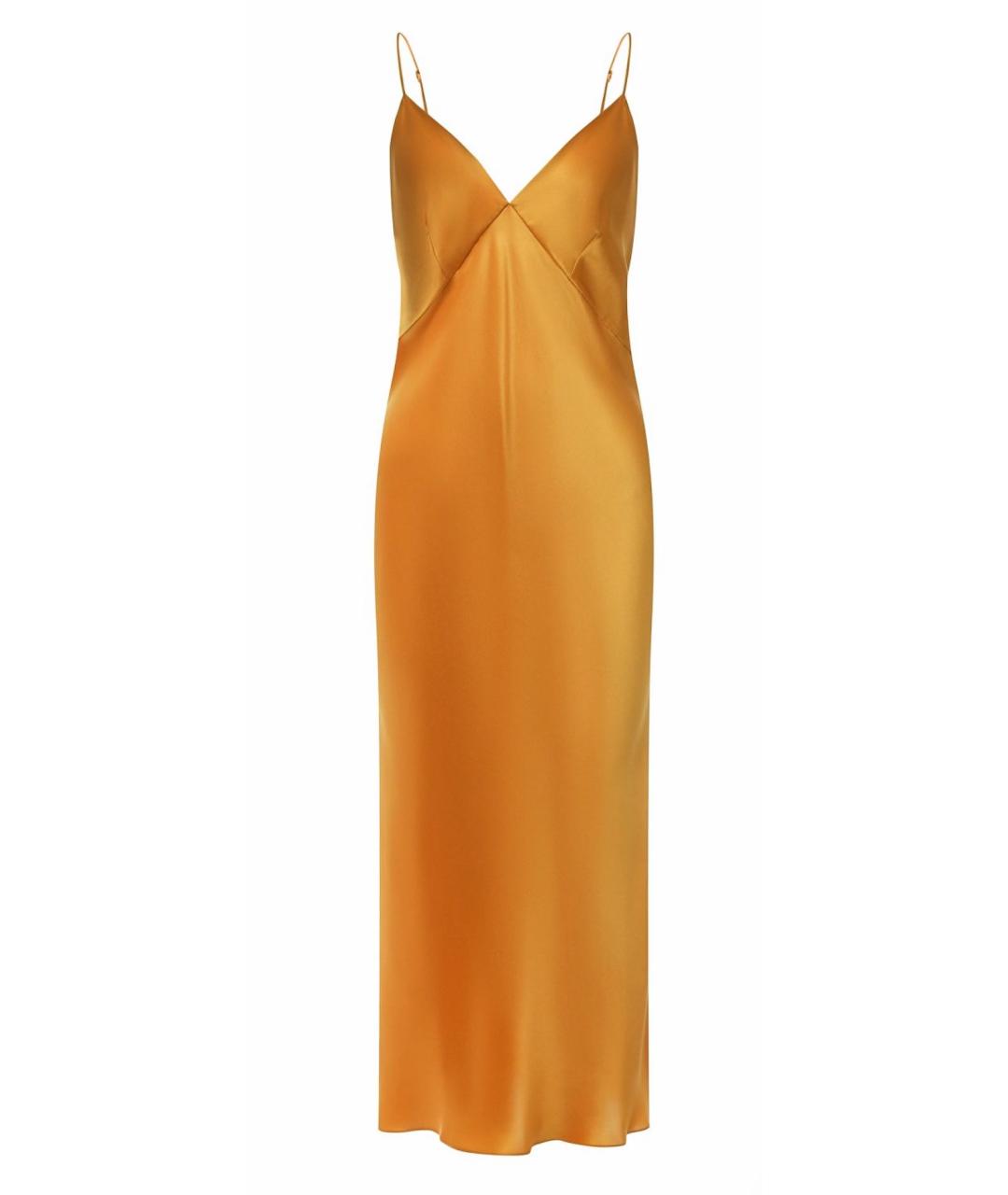 OLIVIA VON HALLE Оранжевое шелковое коктейльное платье, фото 1