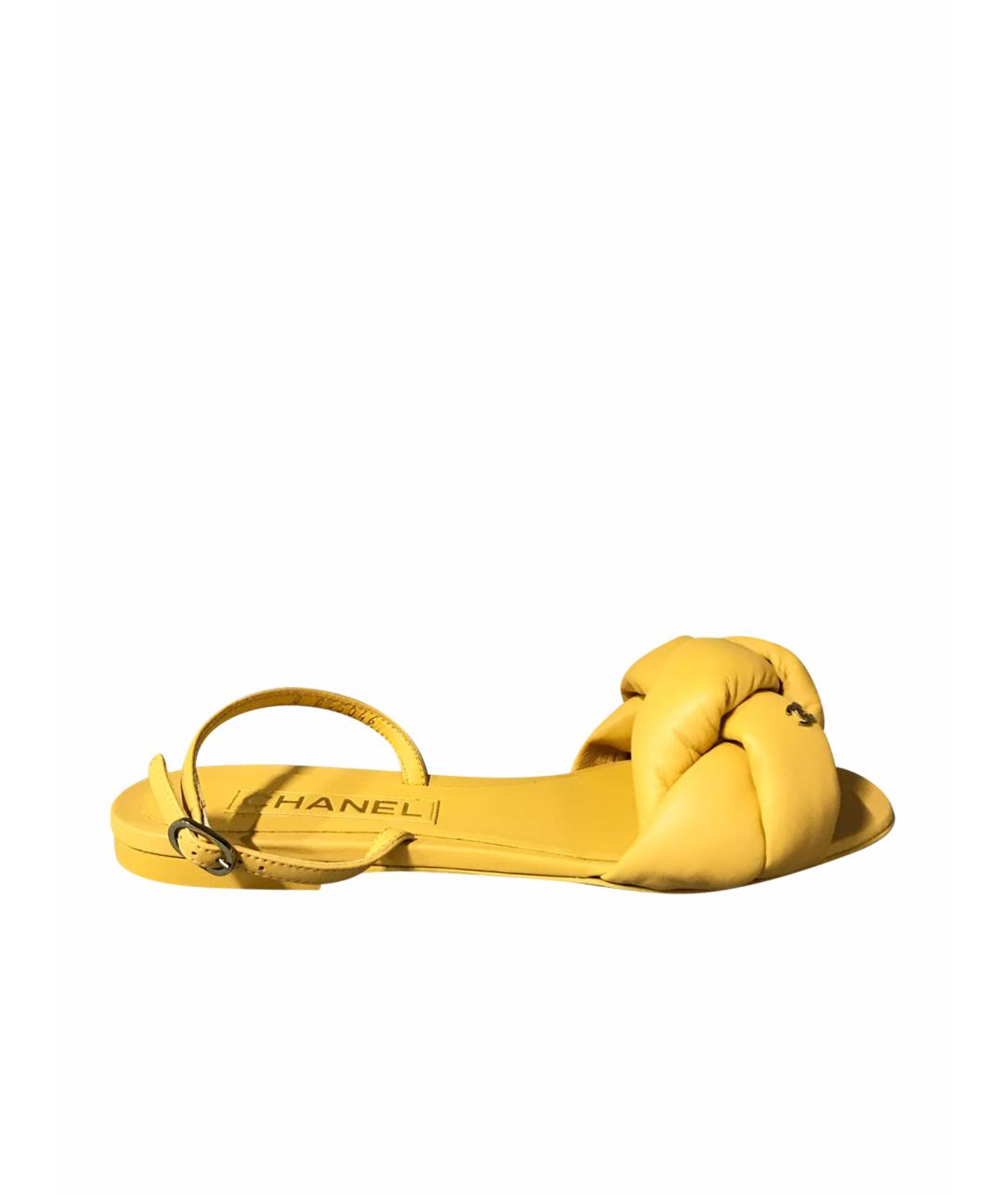 CHANEL PRE-OWNED Желтые кожаные сандалии, фото 1