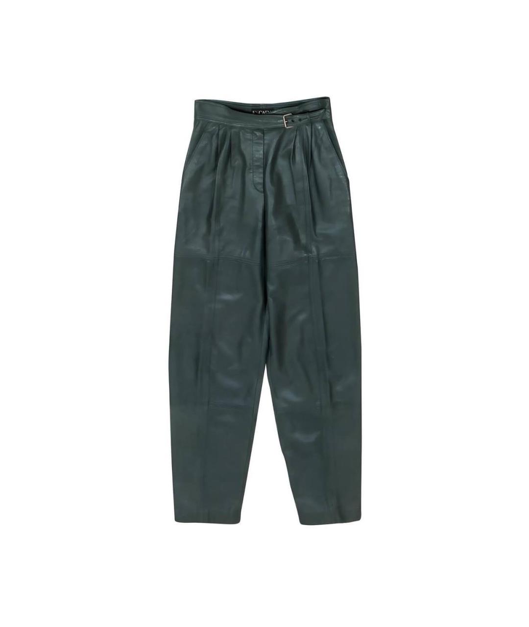 ESCADA Зеленые кожаные брюки широкие, фото 1