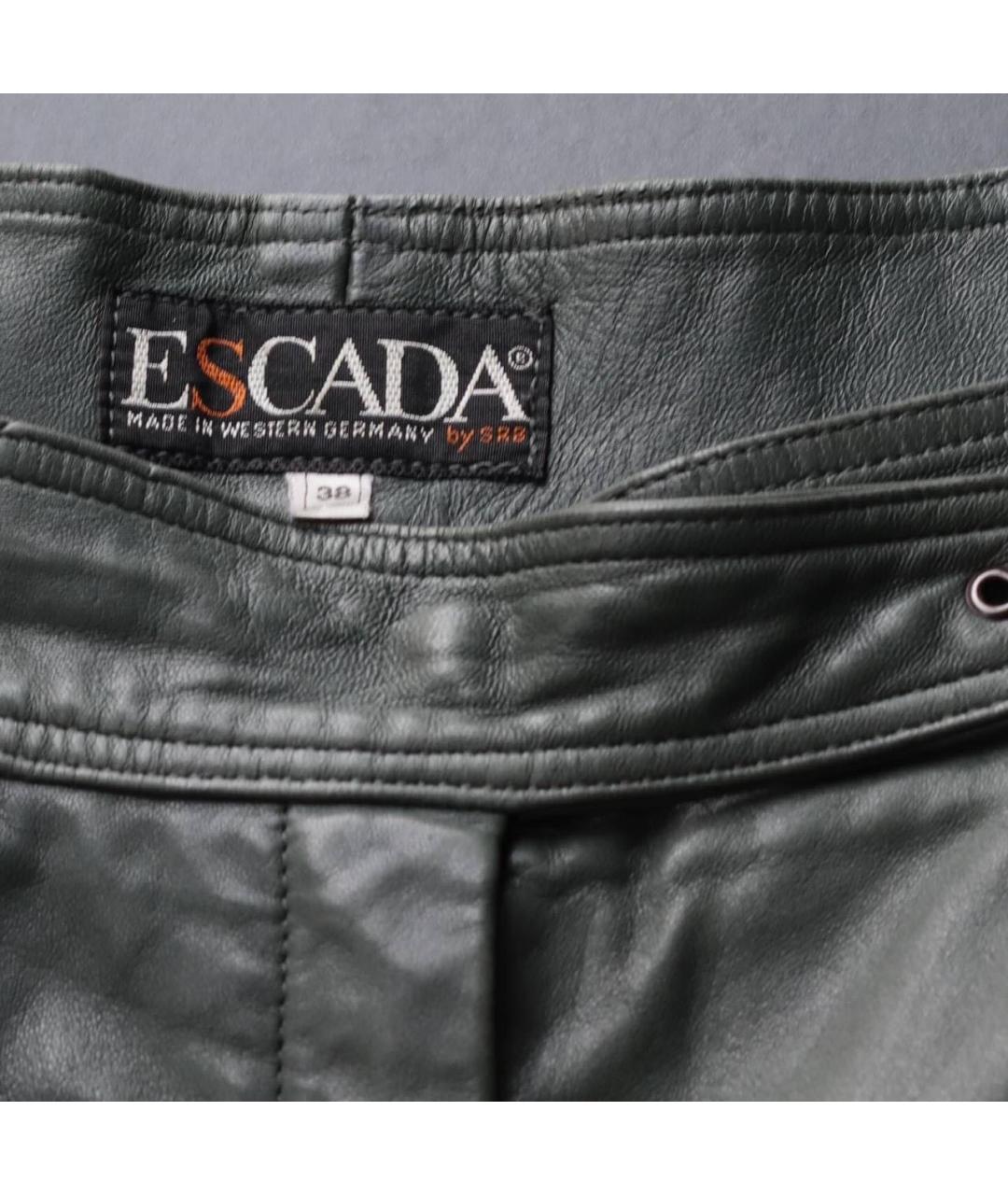 ESCADA Зеленые кожаные брюки широкие, фото 3