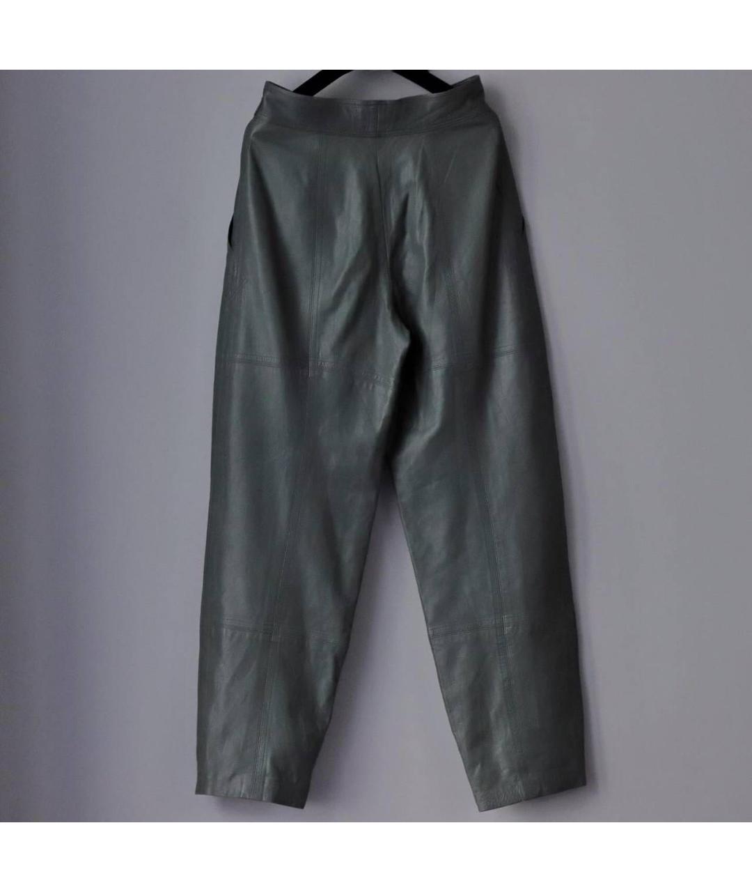 ESCADA Зеленые кожаные брюки широкие, фото 2