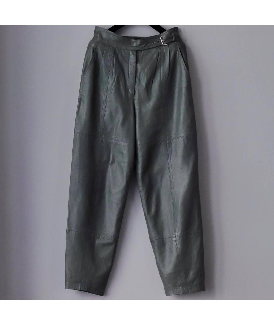 ESCADA Зеленые кожаные брюки широкие, фото 5