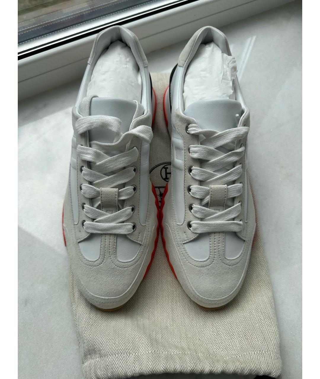 HERMES PRE-OWNED Белые кожаные низкие кроссовки / кеды, фото 3