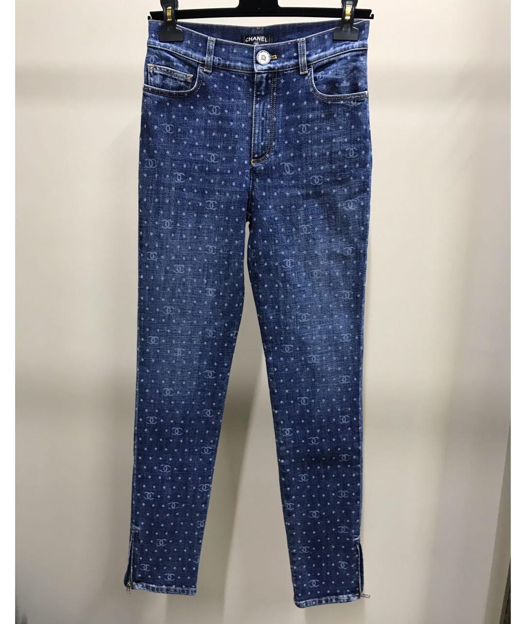 CHANEL PRE-OWNED Синие хлопковые прямые джинсы, фото 5