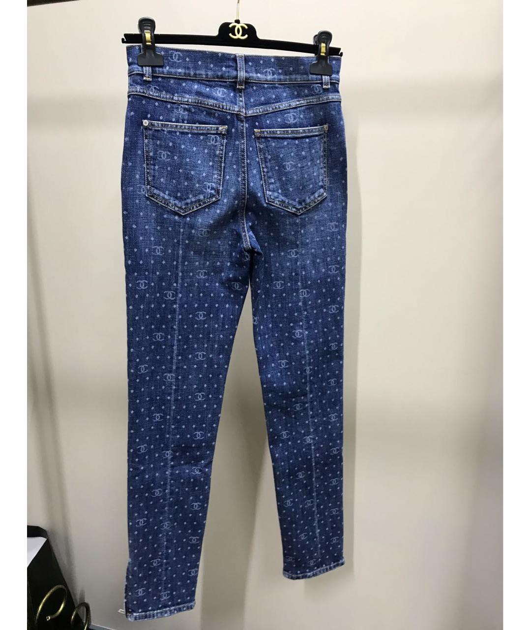 CHANEL PRE-OWNED Синие хлопковые прямые джинсы, фото 2