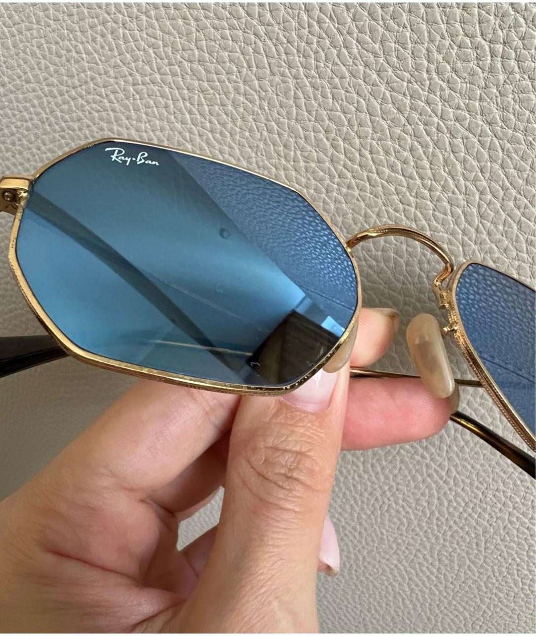 RAY BAN Голубые металлические солнцезащитные очки, фото 6