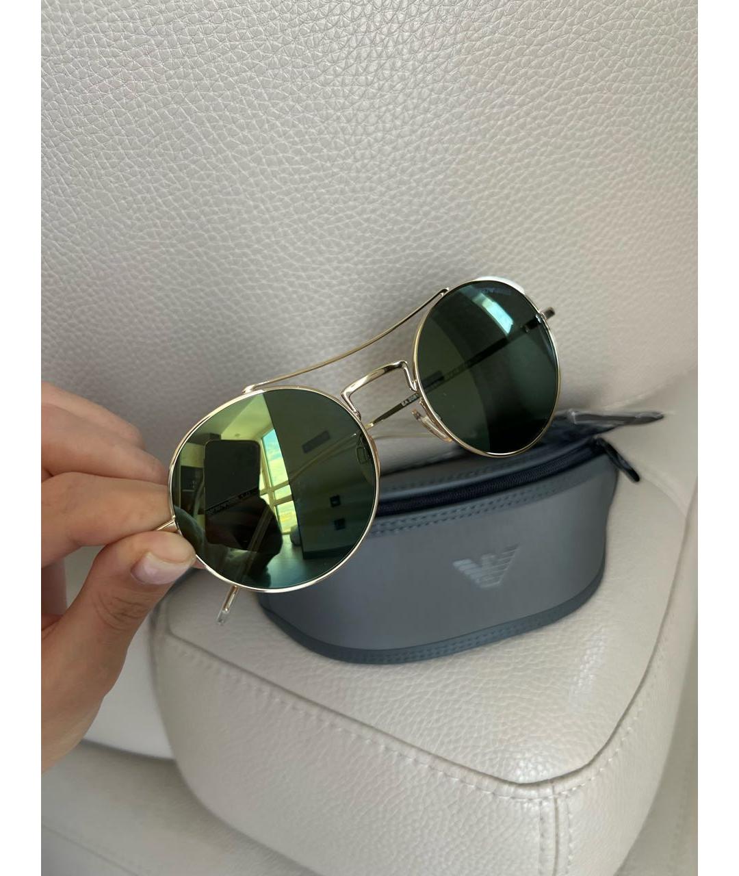 EMPORIO ARMANI Золотые солнцезащитные очки, фото 7