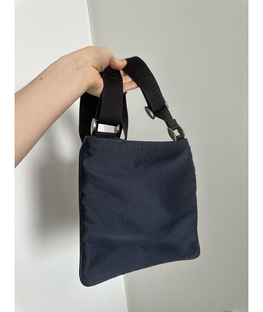 GIORGIO ARMANI Темно-синяя синтетическая сумка на плечо, фото 2