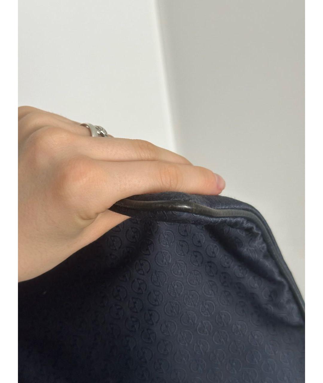 GIORGIO ARMANI Темно-синяя синтетическая сумка на плечо, фото 6