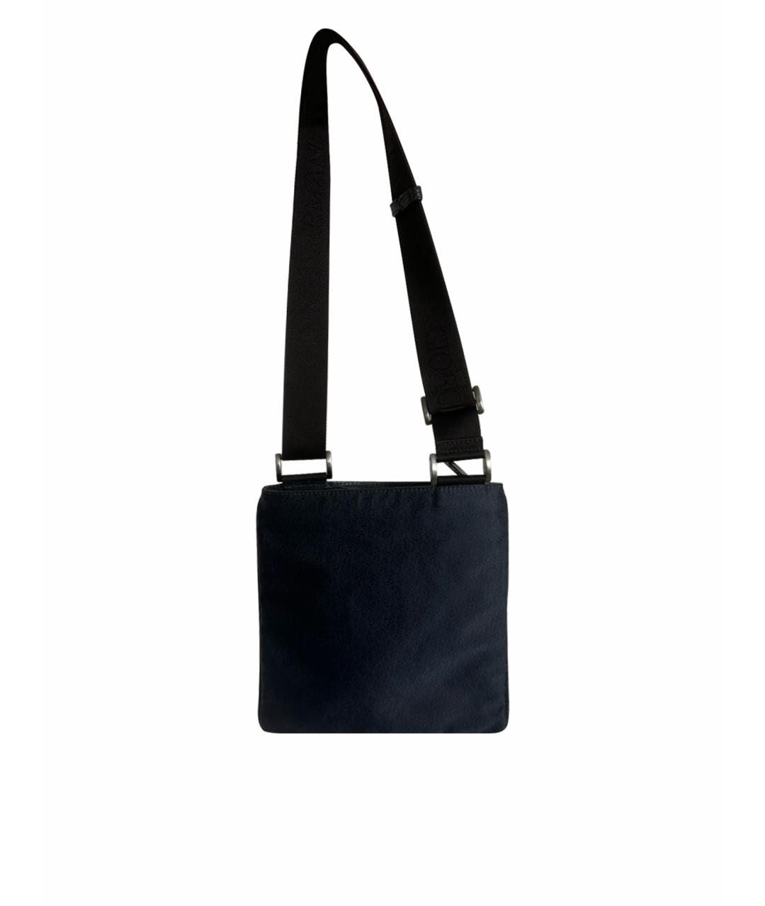 GIORGIO ARMANI Темно-синяя синтетическая сумка на плечо, фото 1