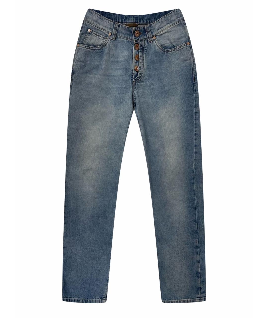 BRUNELLO CUCINELLI Голубые хлопковые прямые джинсы, фото 1