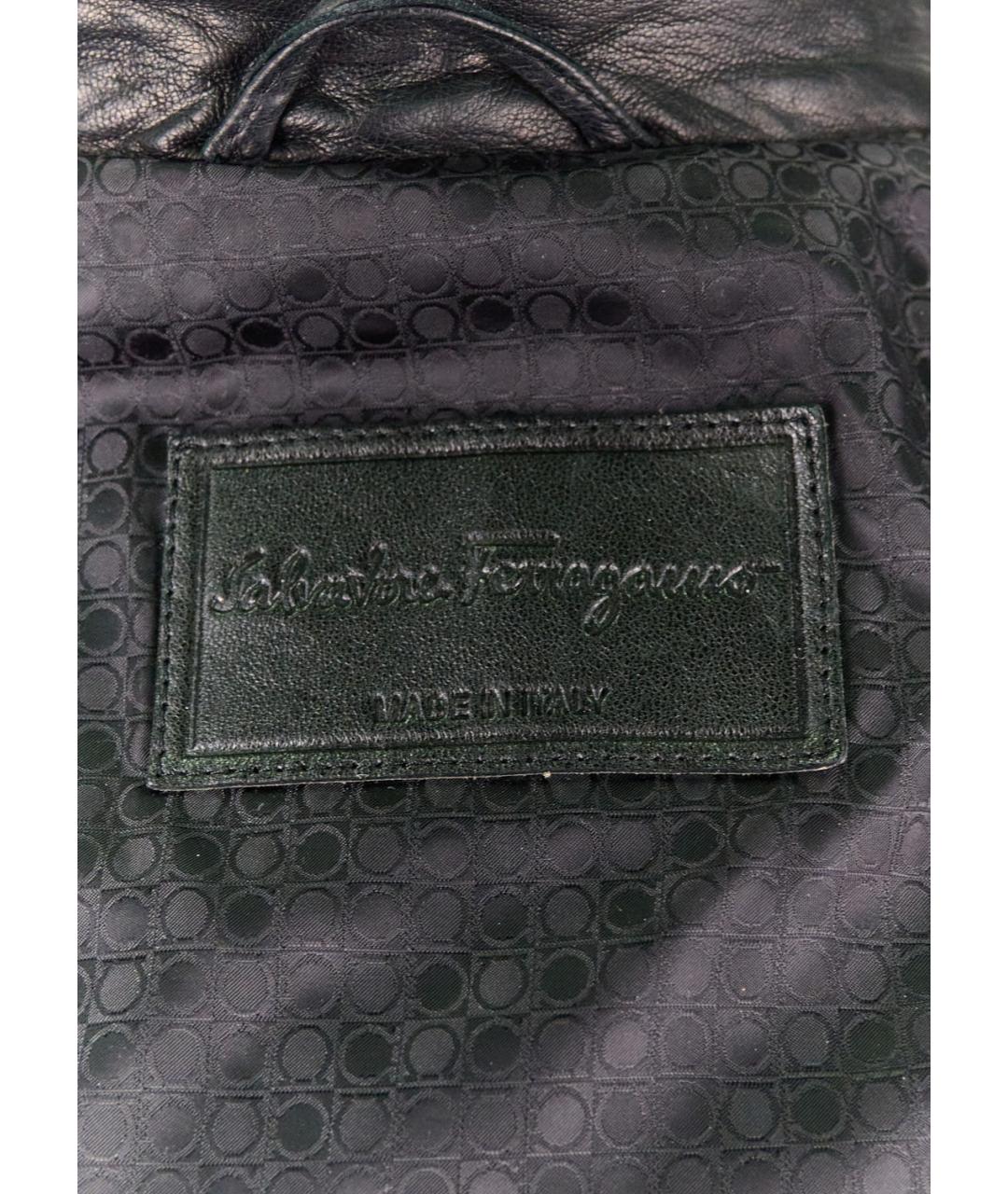 SALVATORE FERRAGAMO Черная кожаная куртка, фото 3