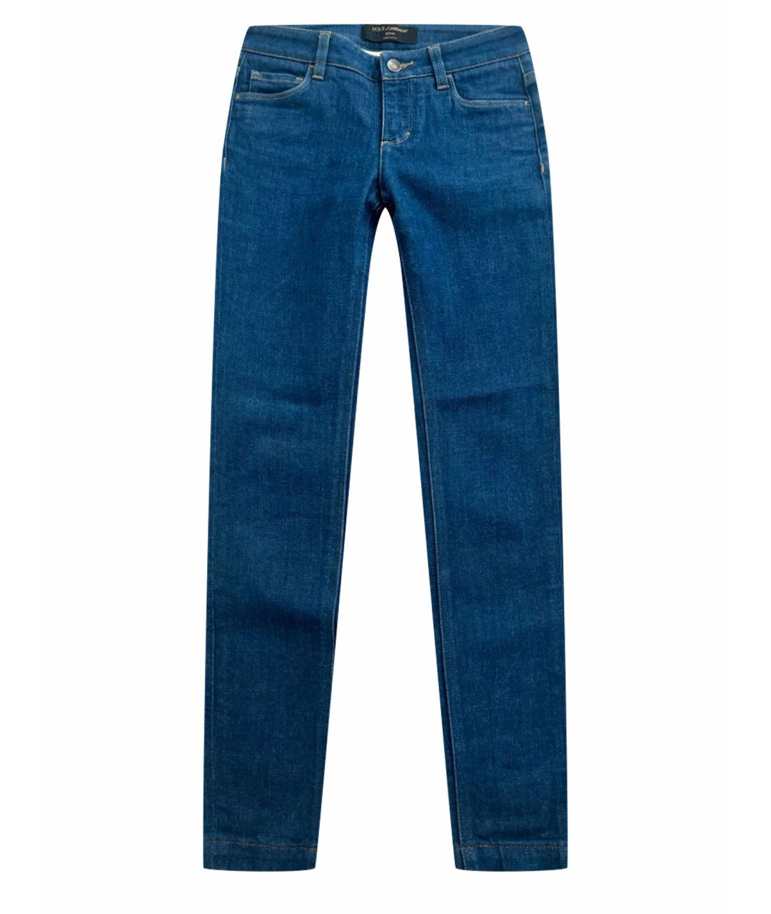 DOLCE&GABBANA Темно-синие хлопко-полиэстеровые джинсы слим, фото 1
