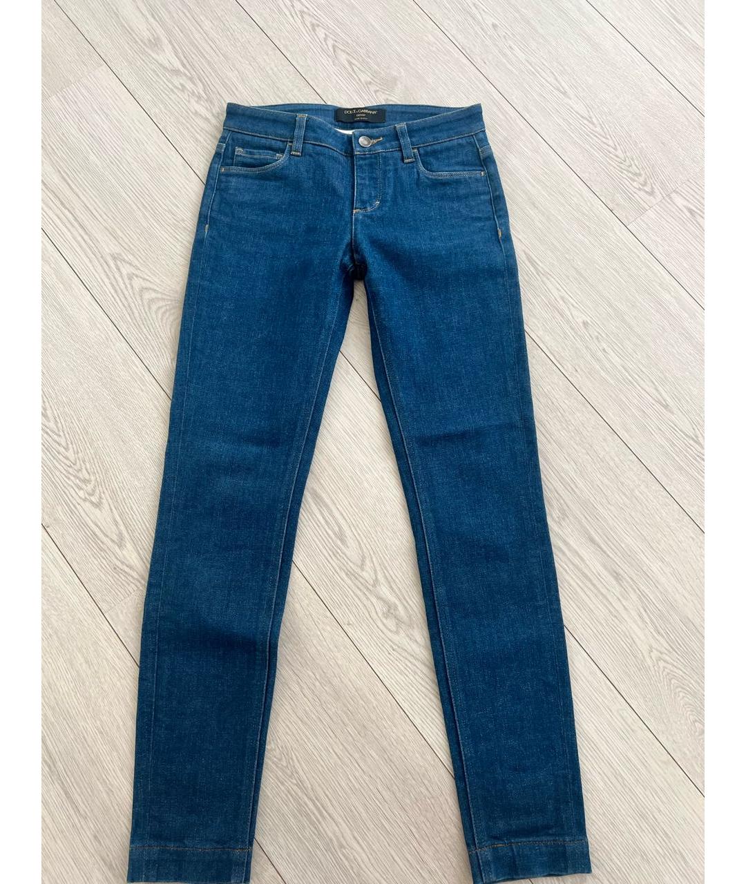 DOLCE&GABBANA Темно-синие хлопко-полиэстеровые джинсы слим, фото 6