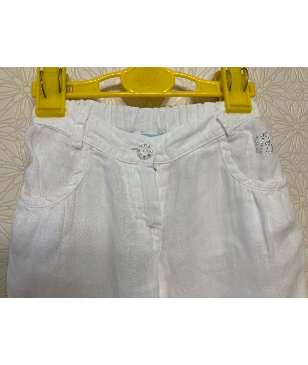 BLUMARINE BABY Белые хлопковые брюки и шорты, фото 3