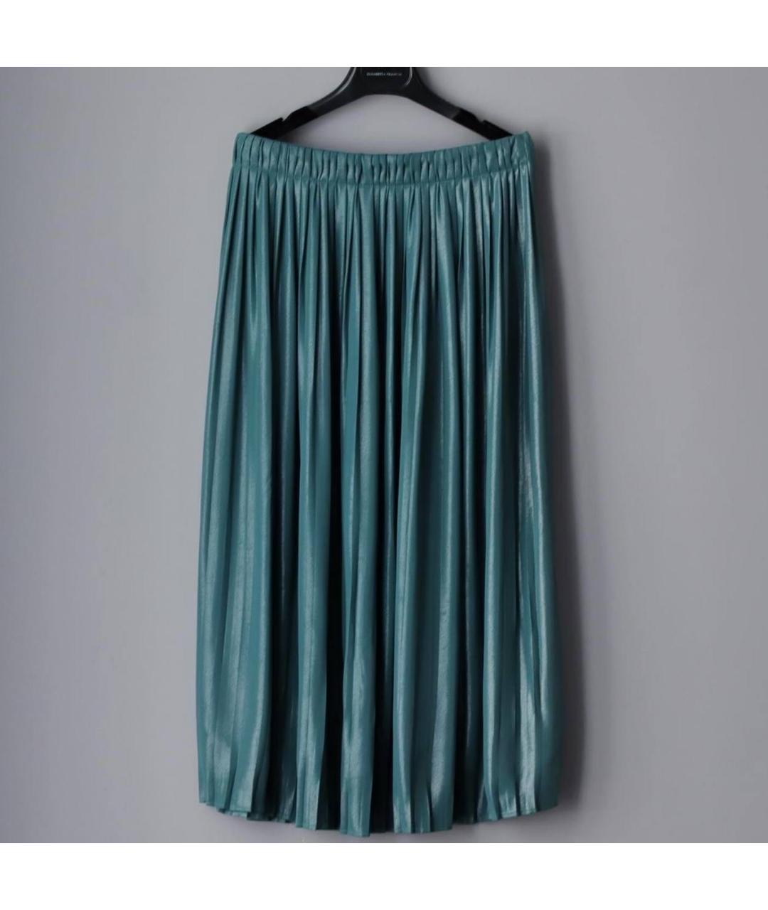 ELISABETTA FRANCHI Зеленая полиэстеровая юбка макси, фото 6