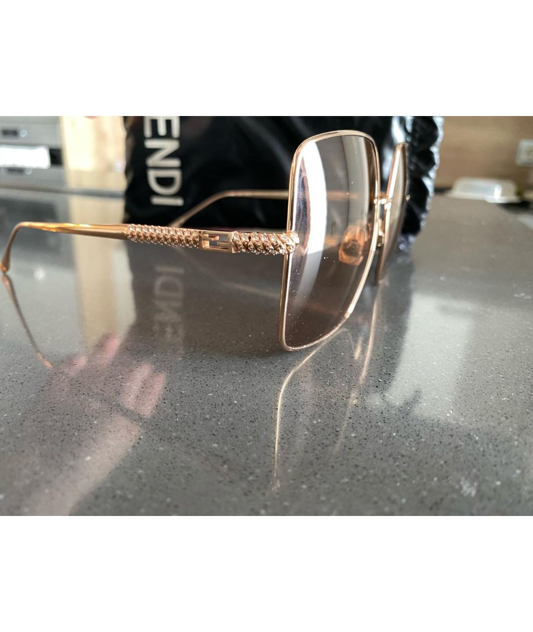 FENDI Розовые металлические солнцезащитные очки, фото 2